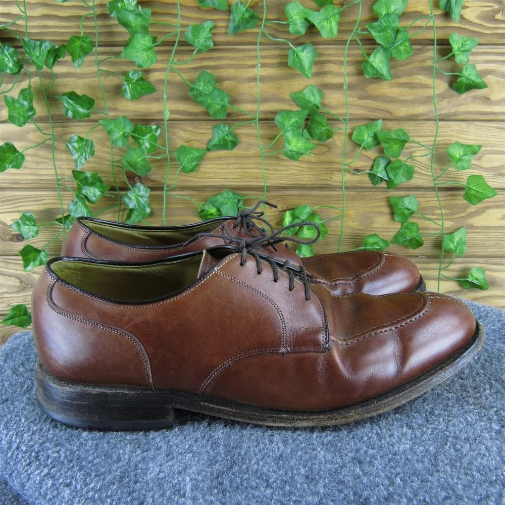 Johnston‎ & Murphy Men Handcrafted Derby Oxfords Brown Leather 10 Narrow 2025